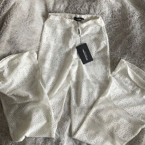 White mesh beach pants